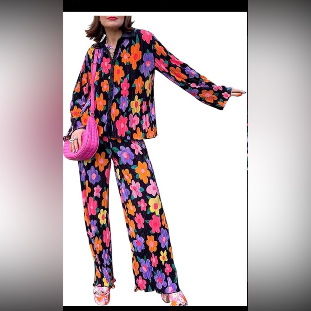 Pleated Floral two piece set
